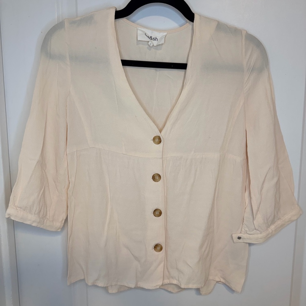 ba&sh Cream Button-Up Blouse